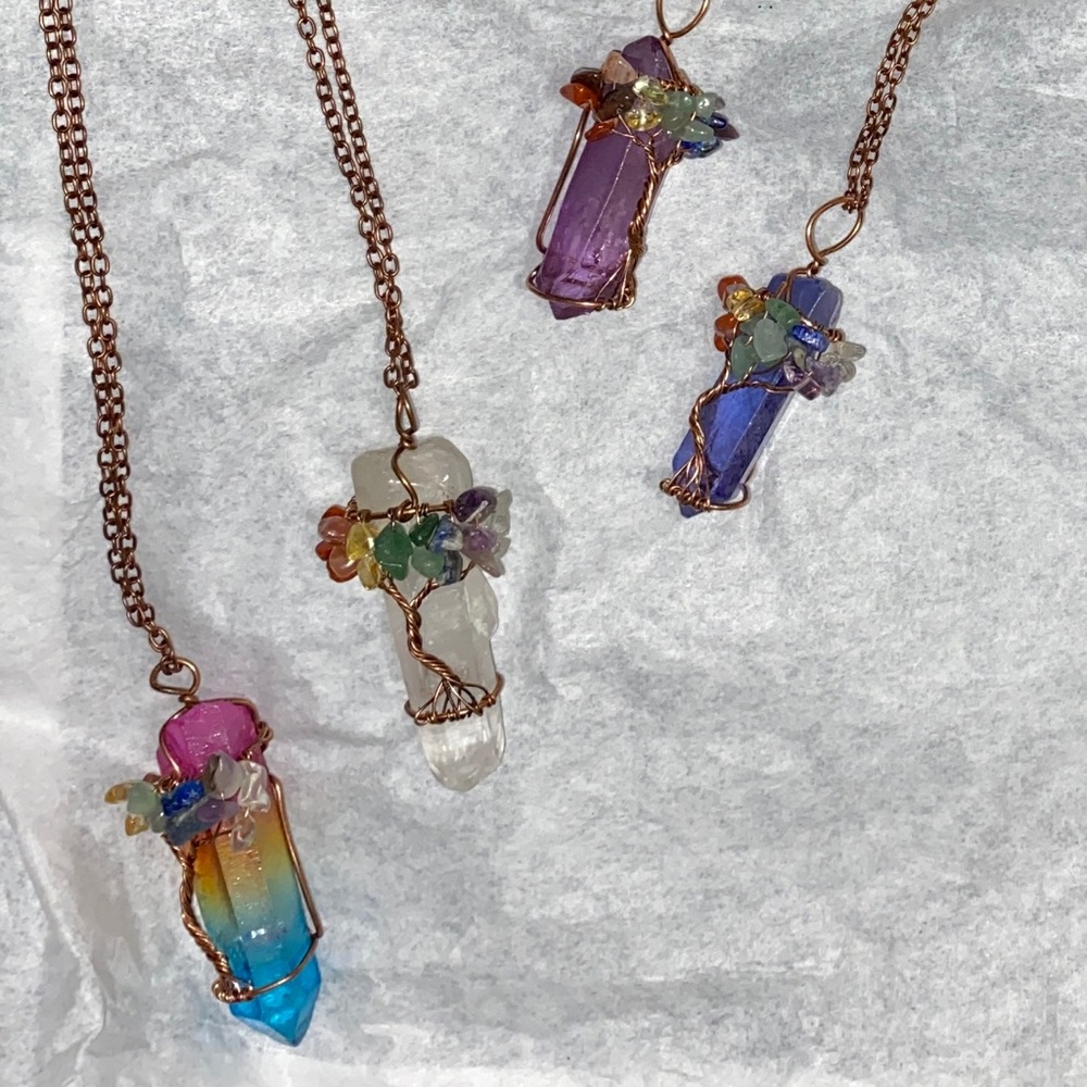 Healing Crystal Tree of Life Pendant necklaces!